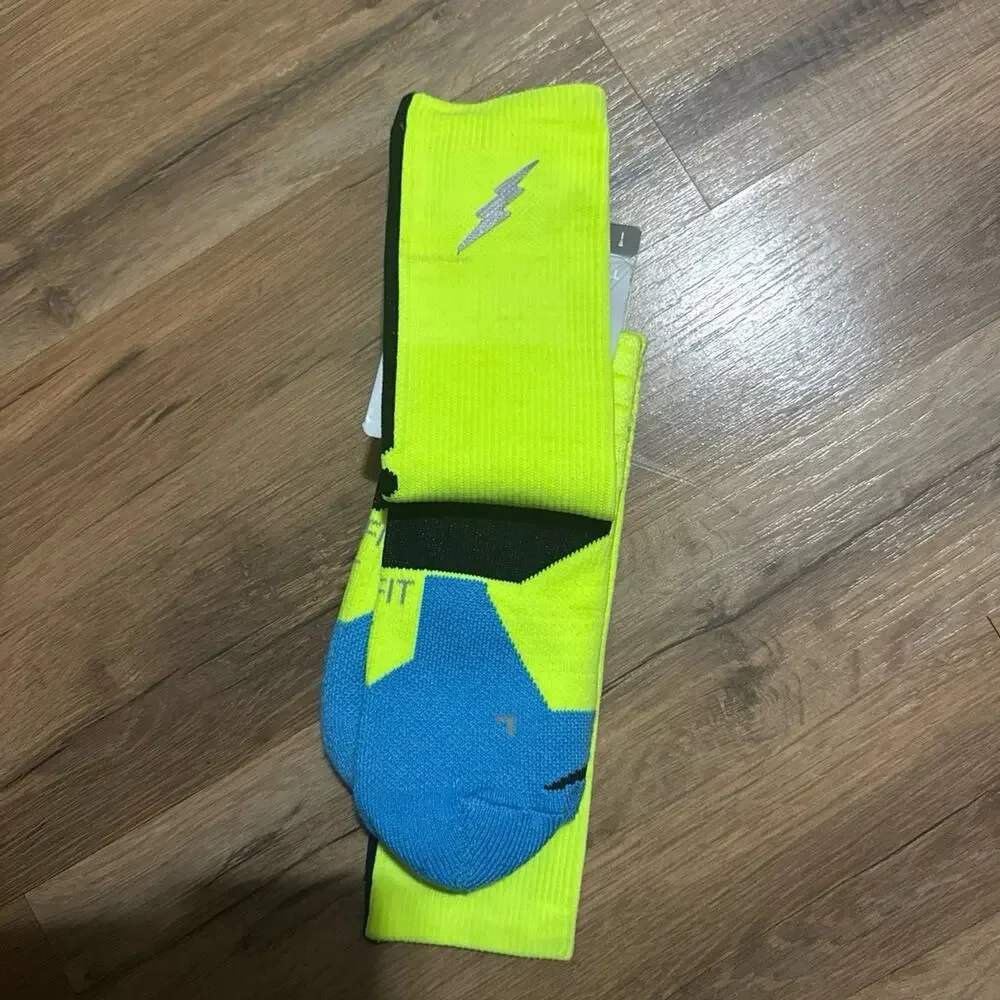 2013 Nike KD Hyper Elite Cushioned Basketball Dri-Fit Volt Blue Crew Socks
